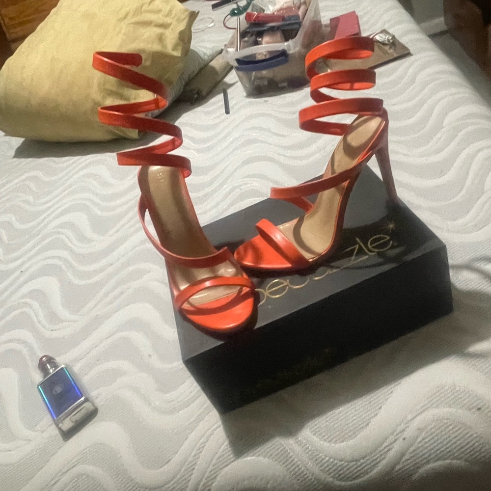 Sexy orange wrap heels